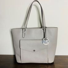 Load image into Gallery viewer, Michael Kors Jet Set Gray Saffiano Leather Tote Double Handle Traveler Bag