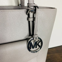Load image into Gallery viewer, Michael Kors Jet Set Gray Saffiano Leather Tote Double Handle Traveler Bag