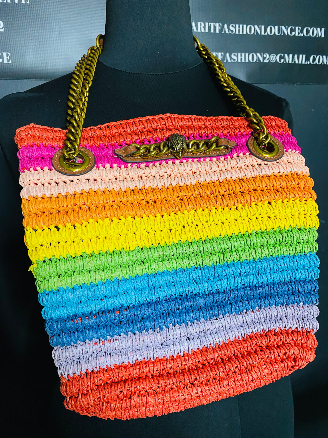 The Striped Rainbow Straw Bag
