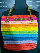 Load image into Gallery viewer, The Striped Rainbow Straw Bag
