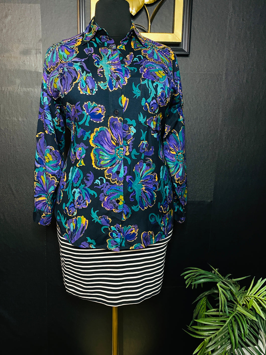 Vintage Floral Teal Blouse