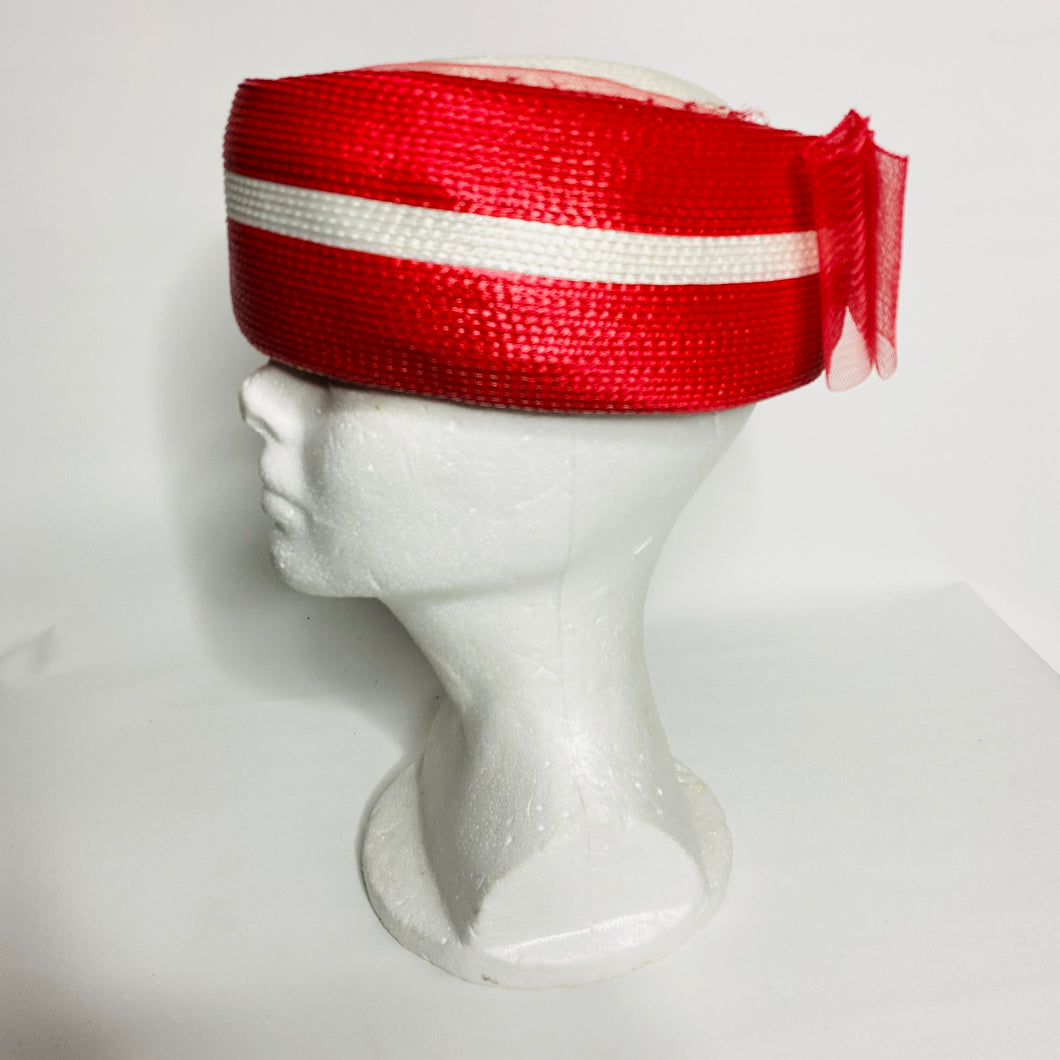 Vtg Red & White Church Hat