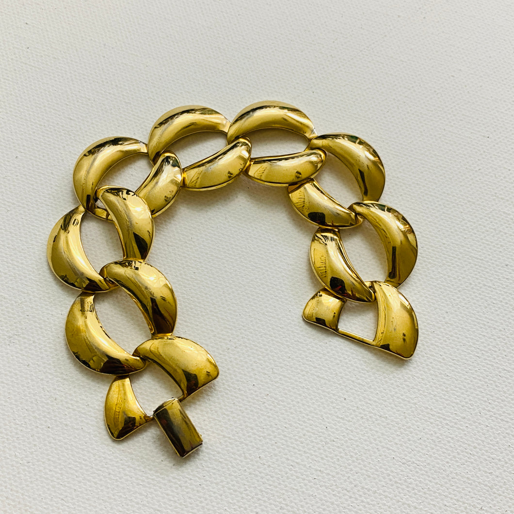 Vtg Curb Chain Gold Tone Bracelet
