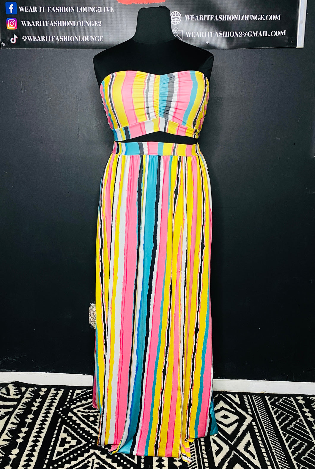 Striped Maxi Skirt Set