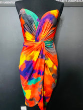 Load image into Gallery viewer, Womens Multi Color Art Deco Strapless Ruched Bodycon Dress 8/10
