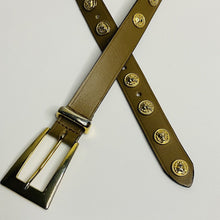 Load image into Gallery viewer, VTG Lion Head Gold Tone Studded Brown Leather Y2K Belt Medium
