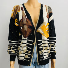 Load image into Gallery viewer, VTG Musical Note Orchestra Instrument Cardigan Small
