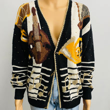 Load image into Gallery viewer, VTG Musical Note Orchestra Instrument Cardigan Small
