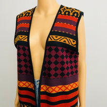Load image into Gallery viewer, VTG Geometric Print Wool Open Sweater Vest Small
