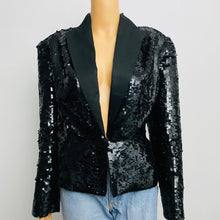 Load image into Gallery viewer, VTG Black Sequin Dynasty Collection Jacket Size 12
