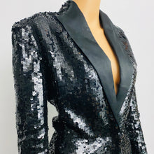 Load image into Gallery viewer, VTG Black Sequin Dynasty Collection Jacket Size 12
