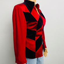 Load image into Gallery viewer, VTG Red Patchwork Purple Velvet Blazer Size 14
