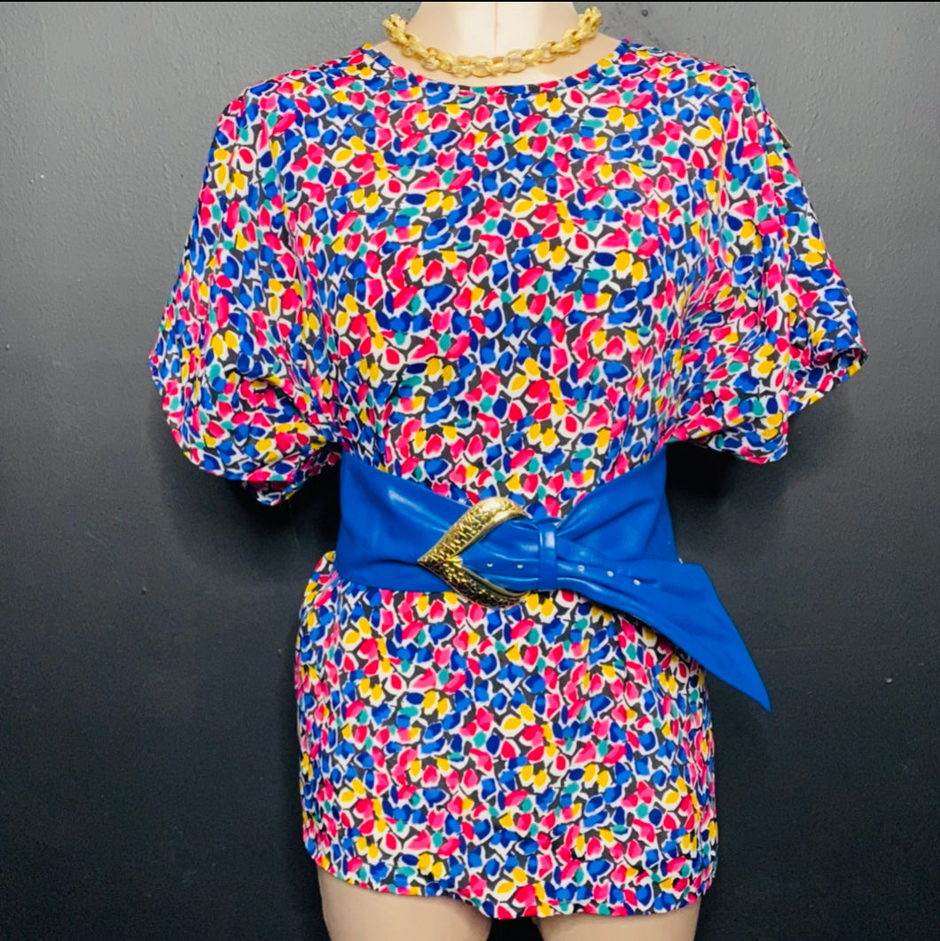Vintage Multicolor Abstract Blouse