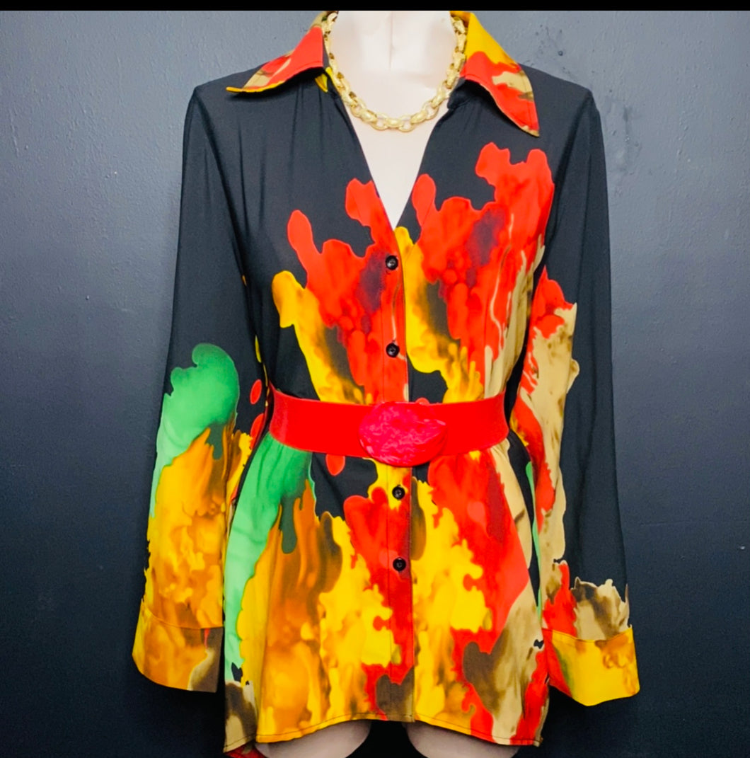 Womens Art Deco Abstract Blouse