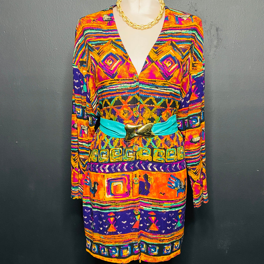 Vintage Womens Abstract Tunic Blouse Size 8